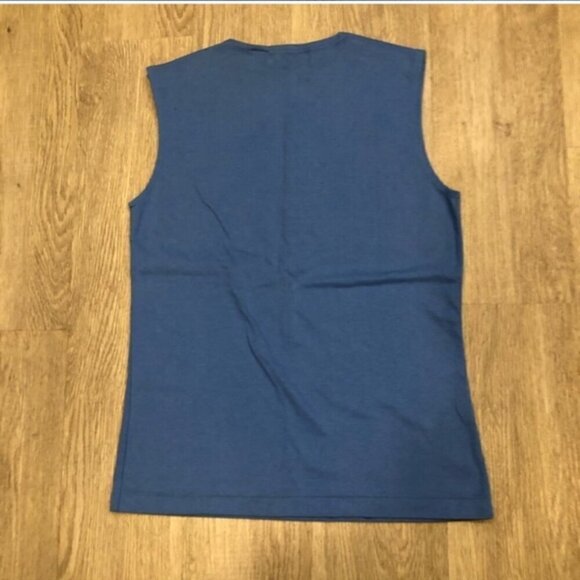 PIERRE BALMAIN Vintage Blue cotton tank Top shell L fits M - Picture 7 of 9